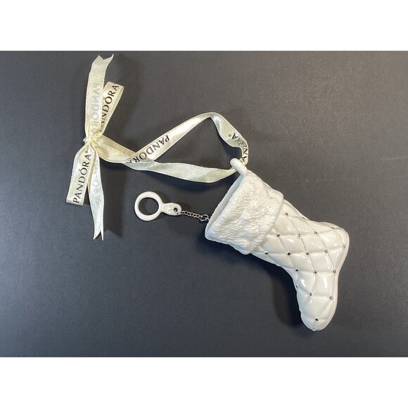 Pandora Porcelain Christmas Stocking Ornament 2012 With Ribbon Hanger 3.5in - Picture 2 of 5